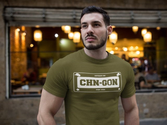 CHN-GON license plate style Men's Army Green T-Shirt by Sanchez Here