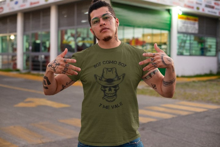Soy Como Soy Y Me Vale Army Green Unisex Tee by Sanchez Here
