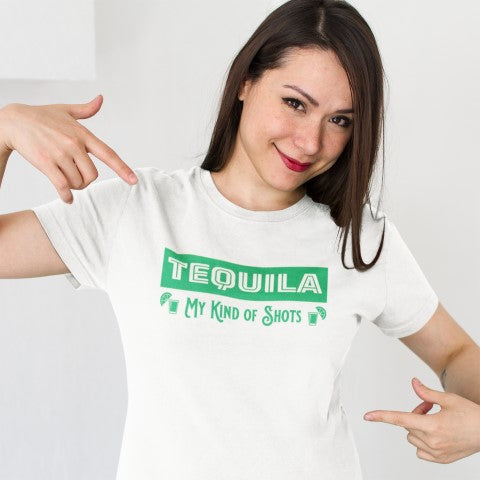 Tequila My Kind of Shots White Unisex T-shirt by Sanchez Here