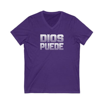 Dios Puede Purple V-neck Tee by Sanchez Here