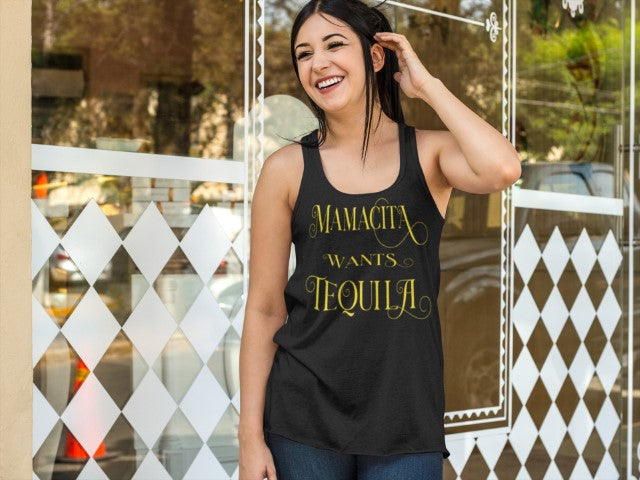 Mamacita Wants Tequila Black Racerback Tank by Sanchez Here