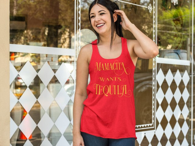 Mamacita Wants Tequila Red Racerback Tank by Sanchez Here