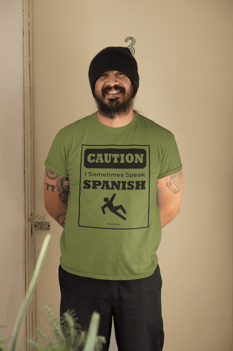 Army Green t-shirt with black text and design that reads, 