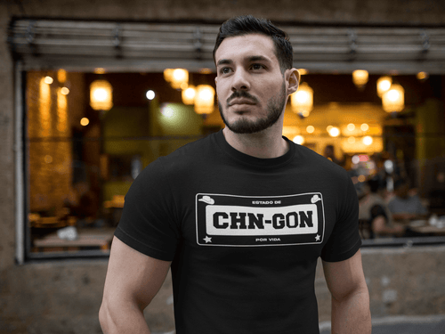 Black t-shirt with the text, 